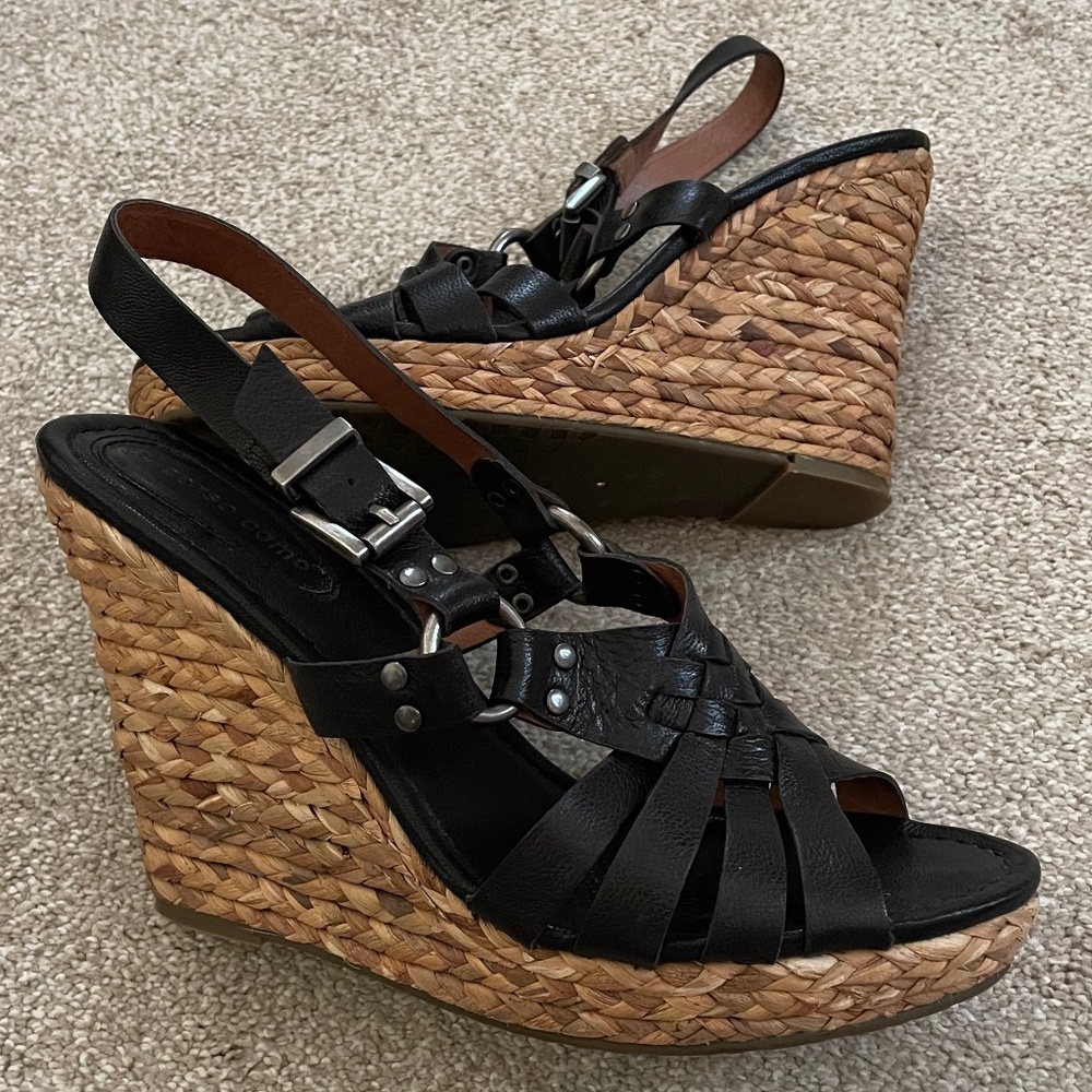 Corso Como Black Leather Sandals 9M